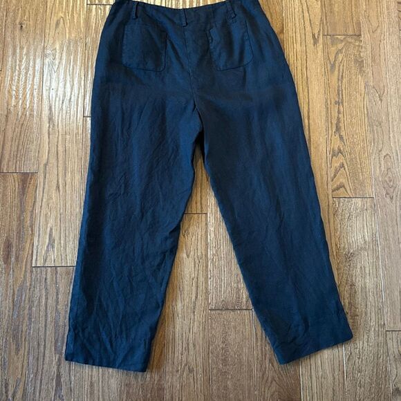 Talbots Vintsge pure Irish linen black cropped pant size 8 - Picture 9 of 11